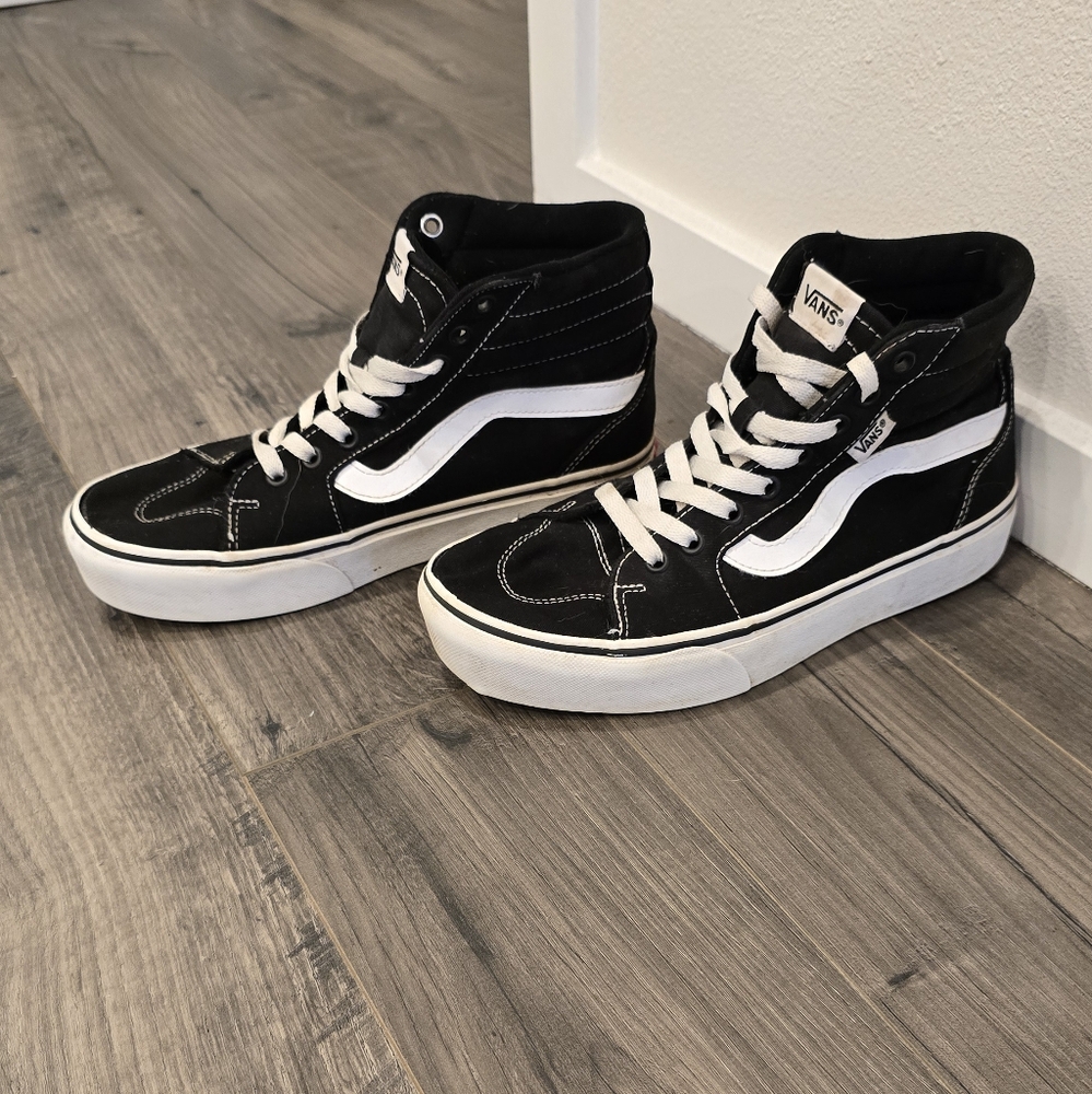 Vans Black and White High-Top Sneakers